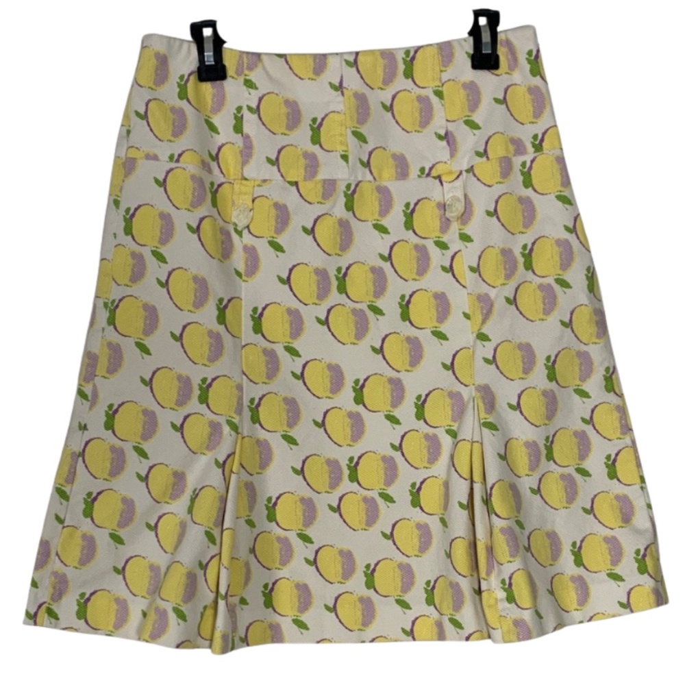 Kenar A-Line Pleated Godet Skirt Pastel Fruit Print Womens 10 Cottagecore Summer